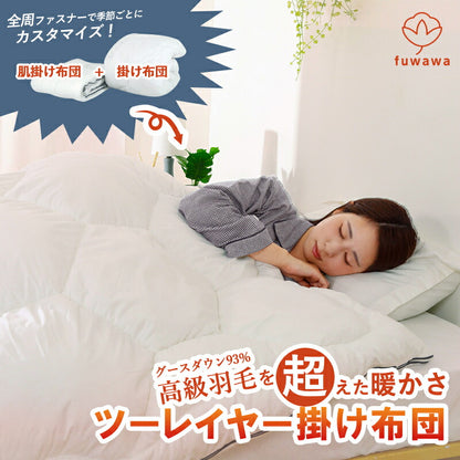 掛け布団 掛けふとん 冬 高級布団 新世代 高機能 暖かさCLO値(保温性の数値）8.4 肌掛け布団+掛け布団 全周ファスナー 脱着可能な2枚合わせ布団 抗菌防臭 防ダニ加工 洗える 高い耐久性 専用掛布団カバーセット