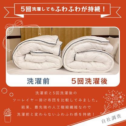 掛け布団 掛けふとん 冬 高級布団 新世代 高機能 暖かさCLO値(保温性の数値）8.4 肌掛け布団+掛け布団 全周ファスナー 脱着可能な2枚合わせ布団 抗菌防臭 防ダニ加工 洗える 高い耐久性 専用掛布団カバーセット