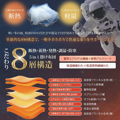 掛け布団 宇宙服素材採用 あったか エアロゲル掛けふとん 冬 シングル セミダブル ダブル 掛ふとん かけふとん 掛けふとん キルトケット 暖かい 断熱性 保温性 通気性 極暖 超軽量 フランネル 抗菌防臭 洗濯可