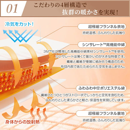 シンサレート 掛け布団 シングル 両面 フランネル あったか セミダブル ダブル 極細繊維 マイクロファイバー 蓄熱 保温 掛けふとん 洗える 防ダニ 抗菌防臭 冬 冬用 布団 かけ布団 掛ふとん 掛布団 一人暮らし