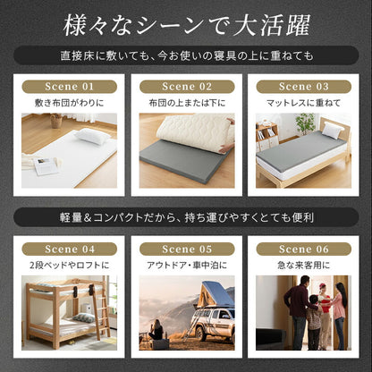 マットレス 高反発 厚さ5cm/3cm シングル 竹炭 抗菌消臭 洗えるカバー 高密度 32D 硬い 硬め 180N 寝返り 体圧分散 高反発マットレス マットレストッパー トッパー 滑り止め 軽量 持ち運び 敷布団 敷き布団 一人暮らし 来客用 新生活