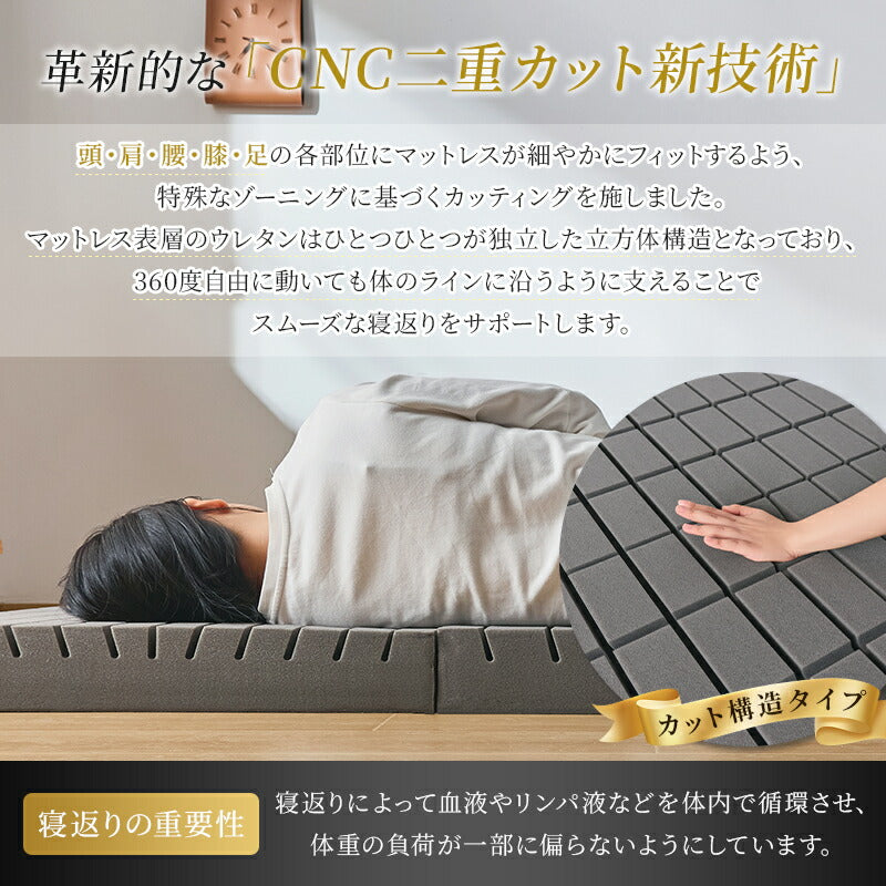 マットレス 高反発 極厚10cm 三つ折り 折り畳み シングル S 190N 硬め 敷布団 敷き布団 高反発ウレタン 竹炭入り 抗菌消臭 防ダニ 凹凸加工 体圧分散 3つ折り 洗えるカバー 高反発マットレス ベッドマットレス 新生活 ギフト対応 翌日