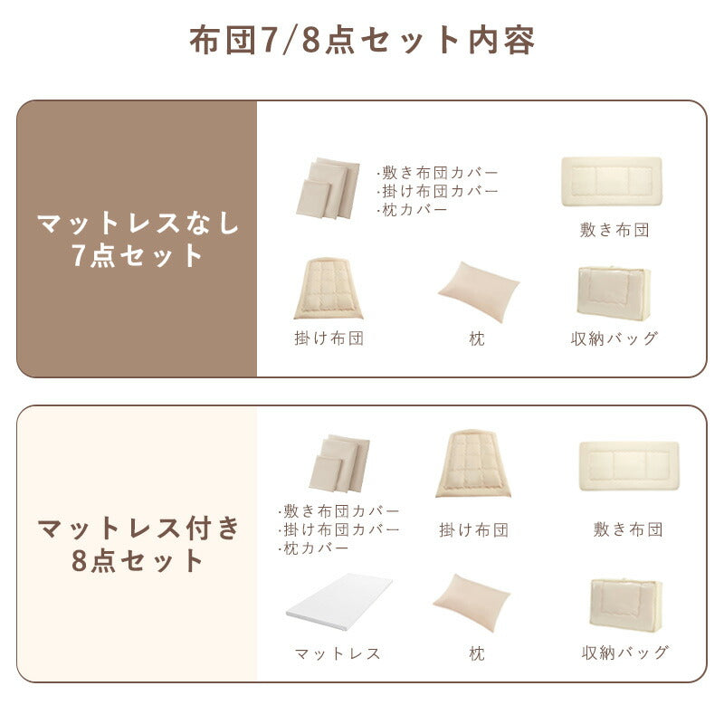 布団セット 高反発マットレス付き 高密度固綿入り 中綿増量 ほこり出にくい シングル 洗える 4点セット 7点セット 抗菌 低ホルムアルデヒド 掛布団 敷布団 枕 収納ケース 掛敷セット コンパクト 来客用 学生寮 民泊 一人暮らし