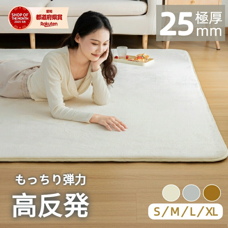 高反発 ラグ ラグマット カーペット 厚手 極厚 25mm オシャレ リビング 冬用 オールシーズン 1.5畳 2畳 3畳 4畳 床暖房対応 ホットカーペット対応 滑り止め付き 遮音 防音 長方形 四角 高反発ラグ ラグマット 絨毯 北欧 竹炭入り 抗菌 消臭