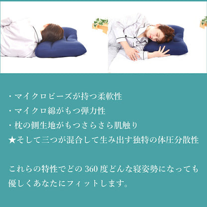 枕 ビーズ枕 極上マイクロミックス fuwawa ストレートネック プレミアム まくら 安眠 独立構造 フィット感 安定感 弾力性 柔軽性 流動性 体圧分散性 通気性 ゆったりサイズ マクラ